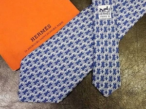 Corbata de cuello HERMES seda azul marino logotipo vendedor de Japón N0114 24 Hecha en Francia - Imagen 1 de 2