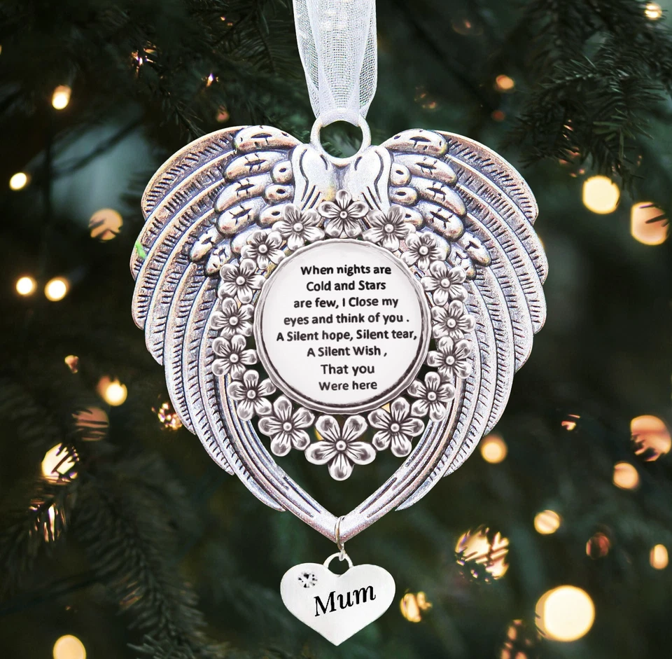 Angel Wings Pendant Memorial Christmas Gift Tree Decoration Mum Dad Grandad Nan. - Image 1 of 1