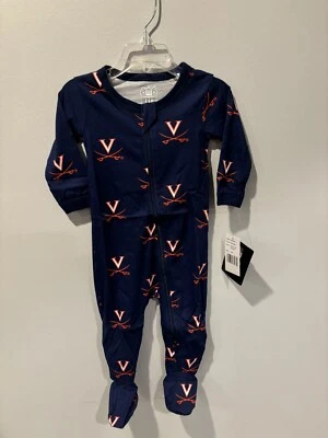 NEW University Of Virginia Cavaliers Infant Zip Sleepwear Pajamas Sizes 6m-18m - Image 1 of 3