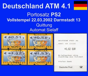 Bund ATM 4.1 Portosatz PS2 Vollstempel 22.3.02 * Sielaff Automatenmarken - Bild 1 von 3