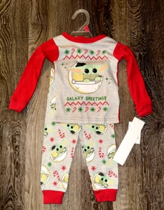 Star Wars Yoda Christmas Pajamas Galaxy Greetings Infant Girls 18 Months 2pc Set - Picture 1 of 6