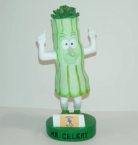 MiLB Wilmington DE Blue Rocks Mascot Mr. Celery 7.25" Bobblebody Figurine EUC Cover