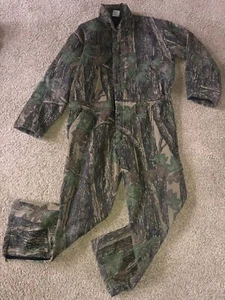 TreBark old school Camo pattern Insulated Hunting Coveralls Men's sz L vintage - Picture 1 of 12