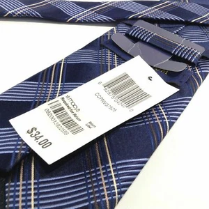 CLUB ROOM Men's Designer Neck Tie Blue Navy Plaid Checks NEW TAGS 57.5" x 4" - Picture 1 of 4