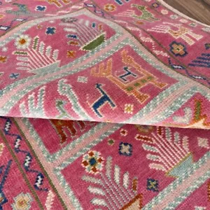 Alfombra Indo Shabargan Anudada a Mano 5x8, 6x9, 8x10, Alfombra Étnica Antigua Hecha a Mano - Imagen 1 de 6