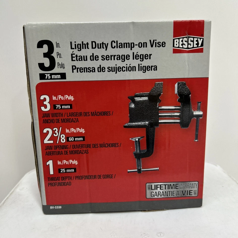 BESSEY BV-C030 Clamp-On Bench Vise, Light-Duty, 3” Wide Jaws - Image 1 of 4