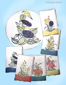 1940s VTG Simplicity Embroidery Transfer 7120 Uncut Applique Guest Towel Motifs - Picture 1 of 4
