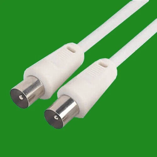 2m Metro TV Antenna Cavo Bianco Argento Maschio a Maschio Rame Rivestito Acciaio - Immagine 1 di 1