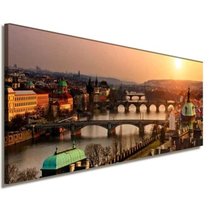 Prag Leinwandbild AK Art Bilder Mehrfarbig Wandbild Kunstdruck Panorama TOP XXL - Bild 1 von 2