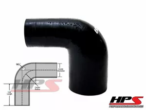 HPS 1.5" - 2.5" 38mm - 63mm 4-Ply Silicone 90 Degree Elbow Reducer Hose BLACK - Imagen 1 de 1