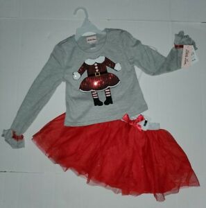 LITTLE LASS® Christmas Holiday Little Girl 6X Santa Elf Skirt Set NWT
