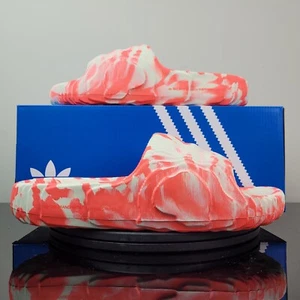 Adidas Adilette 22 W Slide Sandals Ivory Solar Red Shoes IE5647 Women's Sz 8 - Picture 1 of 6