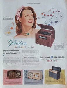 General Electric Radio Phonograph Jo Stafford Vintage Electronics Ad - Picture 1 of 1