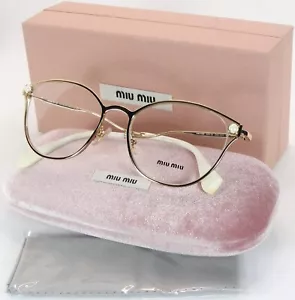 Miu Miu VMU 53Q ZVN-1O1 Pale Gold / Pearl UNIQUE EYEGLASSES 52-18-145mm Italy - Picture 1 of 19
