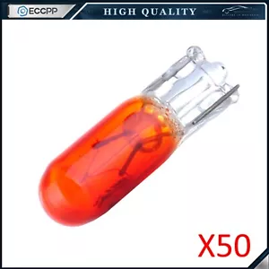 50X T5/74 Yellow/Amber Instrument Panel Dash Lights Halogen Mini-Wedge Bulbs 12V - Picture 1 of 4