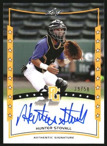2014 Leaf Perfect Game Showcase Autographs Gold #AHS1 Hunter Stovall /50