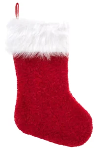 Christmas Stocking Red Faux Fur with A Fluffy White Faux Fur Cuff Lg Size 18.25 - Picture 1 of 3