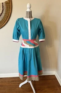 Vintage 80s Southwestern Dress Patchwork Western Woman's S/M - Picture 1 of 9
