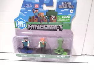 Jada Nano Metalfigs Diecast Minecraft Steve Alex Creeper Set Sin usar y sin usar - Imagen 1 de 3