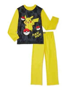 NEW POKEMON BOYS SIZE 14/16 FLANNEL PAJAMAS PIKACHU PIKA! PIKA! 2-PIECE SET NWT - Picture 1 of 3
