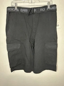 Rocawear Adventure Black Belted Cargo Shorts Size 32 - Picture 1 of 11