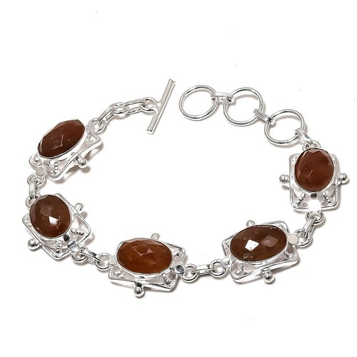 VALENTINO Bracciale gioielli in argento sterling 925 fatto a mano con pietre preziose al quarzo fragola misura 7 8