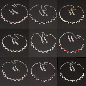 STRASS COLLIER IN 10 FARBEN TOLLES DESIGN FÜR HOCHZEIT BRAUT BALL SCHMUCKSET NEU - Bild 1 von 13
