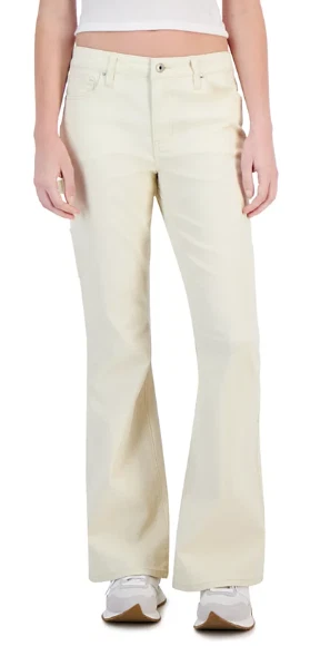 Celebrity Pink ECRU Women's Juniors' Mid-Rise Flared Utility Jeans, US 9/29 - Image 1 of 1