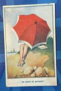 Saucy Donald McGill Comic Postcard 1919 Bathing Beauty Belle Umbrella No 2466 - Picture 1 of 2