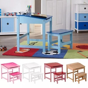Study Activity Desk Kids Childrens Wooden Table & Stool Chair Seat Furniture Set - Picture 1 of 19