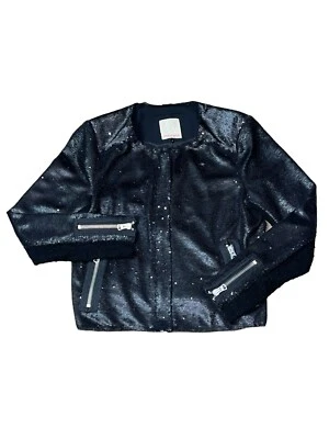Rebecca Taylor Women’s Size 8 Black Sequin Evening Bomber Jacket - Image 1 of 4