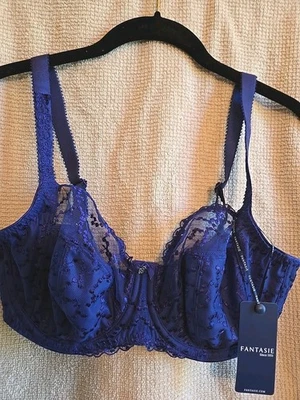 FANTASIE ANA  UNDERWIRE SIDE SUPPORT BRA Saphire Blue Lace SZ US 32 DDD NWT - Image 1 of 4