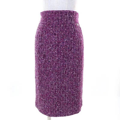 CHANEL 09P P35515 Coco Mark пластина хлопок твид туго юбка фиолетовый 44 сделано в Fra - Изображение 1 из 4