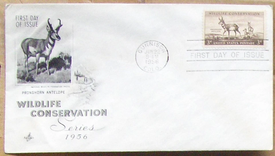 US FDC SC #1078 3¢ stamp WILDLIFE 1956 Art Craft Cachet. - Image 1 of 1