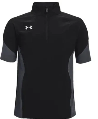 Camisa Under Armour Hombres Squad Coach Mediana Manga Corta Cuarto Cremallera Negra/Gris Foto 1 de 4