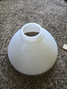 Vintage 10” Milk Glass Waffle Lamp Shade Diffuser - Picture 1 of 10