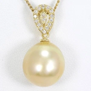 18K Gelbgold Collier Südseeperle Diamant 6,1g 45cm versandkostenfrei gebraucht - Bild 1 von 7