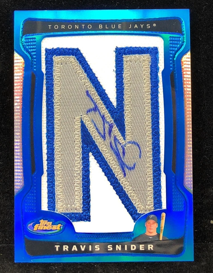 2009 Topps Finest Autograph Letter Patch Blue Refractors AUTO Travis Snider /25 - Image 1 of 2
