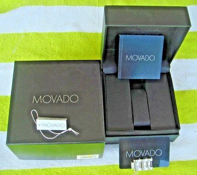 CAJAS MOVADO PAPELEO Y 2 COMPLETAS &! MEDIOS ESLABONES 20MM X12MM PLATA PARA #0605557 Foto 1 de 4