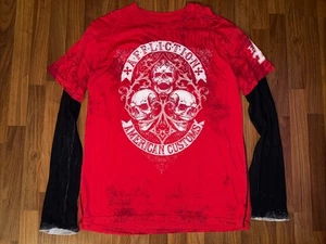 Affliction American Customs. Camisa roja manga larga hombre talla 3XL - Imagen 1 de 8