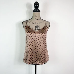 L'Agence NWT Kylee Polka Dot Silk Racerback Camisole Tank Top Tan Chocolate XS - Picture 1 of 12