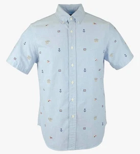 Polo Ralph Lauren Men's Button Up Shirt Blue Chambray Nautical Print Oxford L - Picture 1 of 6