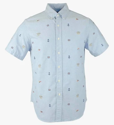 Polo Ralph Lauren Men's Button Up Shirt Blue Chambray Nautical Print Oxford L - Image 1 of 4