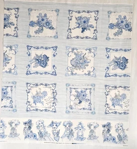 Loralie Harris Floral Picture Patches Fabric Blue & White Cotton 36 X 41 Inches - Bild 1 von 4