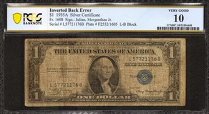 1935 A $1 SILVER CERTIFICATE FR.1608 LB BLOCK PCGS 10 VG - INVERTED ERROR (176B) - Picture 1 of 2