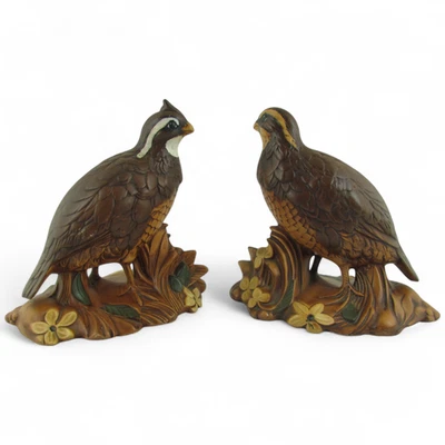 Par de estatuillas vintage de pájaro codorniz molde holandés 8" de alto decoración de cerámica pintada a mano Foto 1 de 4