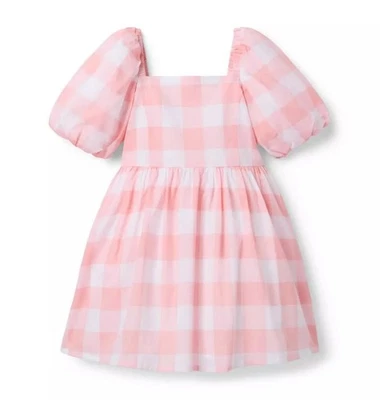 Nuevo con etiquetas Vestido Janie & Jack Manga Abullonada Niñas Talla 8 En Delicado Rosa Guinga Pascua Foto 1 de 4