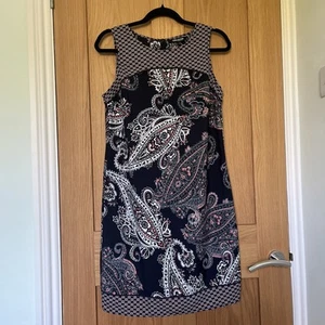 Debenhams Navy Paisley Shift Dress Size 12 - Picture 1 of 9