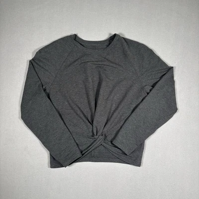 Lululemon Tuck & Gather 女式 10 码 Heathered Mod 黑色长袖 — 第 1/4 张图片