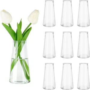 Glass Bud Vases for Centerpieces, Small Flower Vase in Bulk Set of 10, Modern Cl - Picture 1 of 12